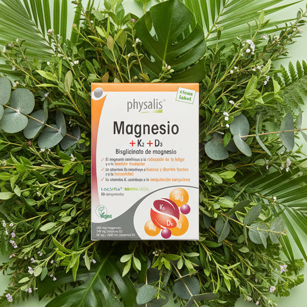 Physalis Magnesio K2 D3 Vegan 30 comprimidos huesos fuertes suplemento — andavida.es