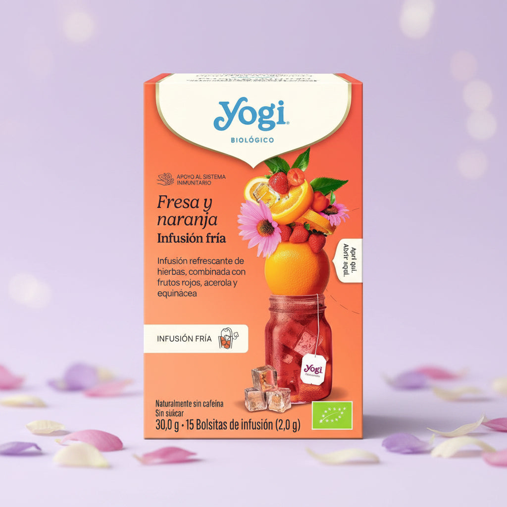 Yogi Tea Frio Fresa y Naranja Bio 15 filtros infusion fria ecologica verano — andavida.es