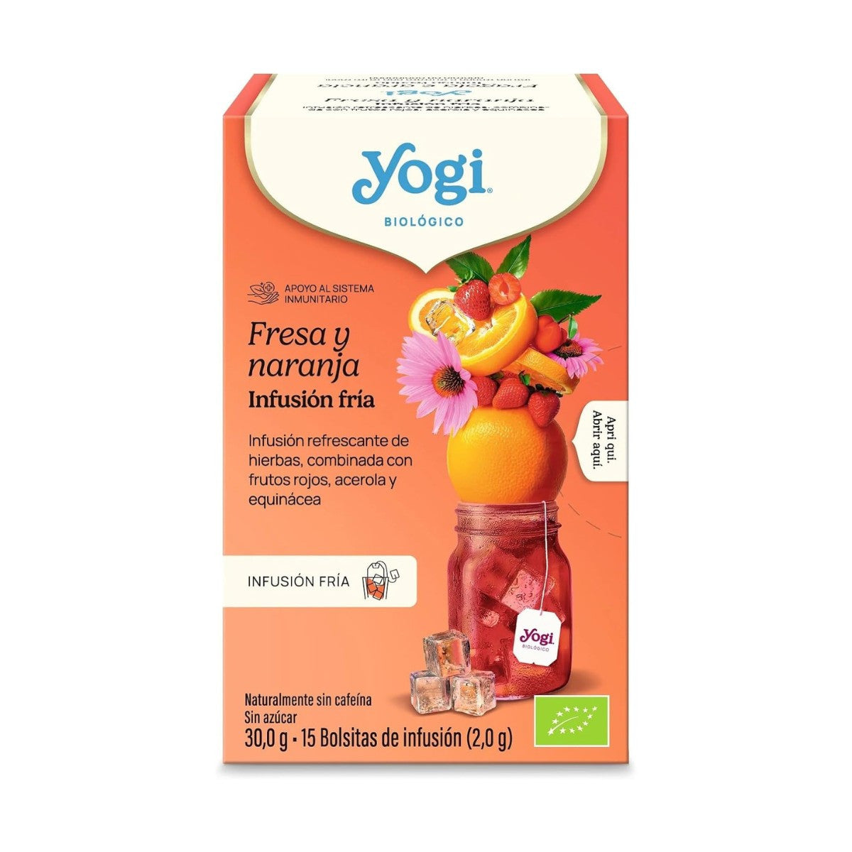 Yogi Tea Frio Fresa y Naranja Bio 15 filtros infusion fria ecologica verano — andavida.es