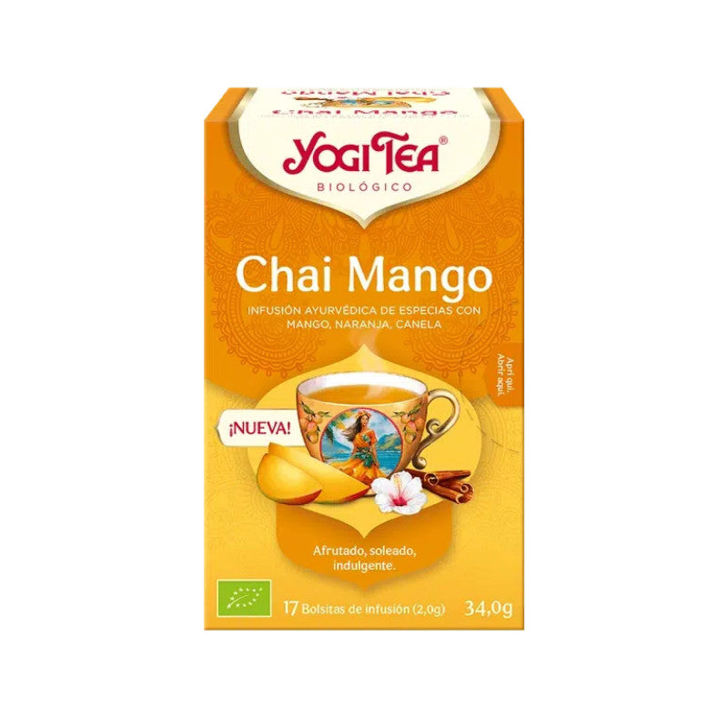 Yogi Tea Chai Mango Bio 17 filtros infusión ecológica chai especiado — andavida.es