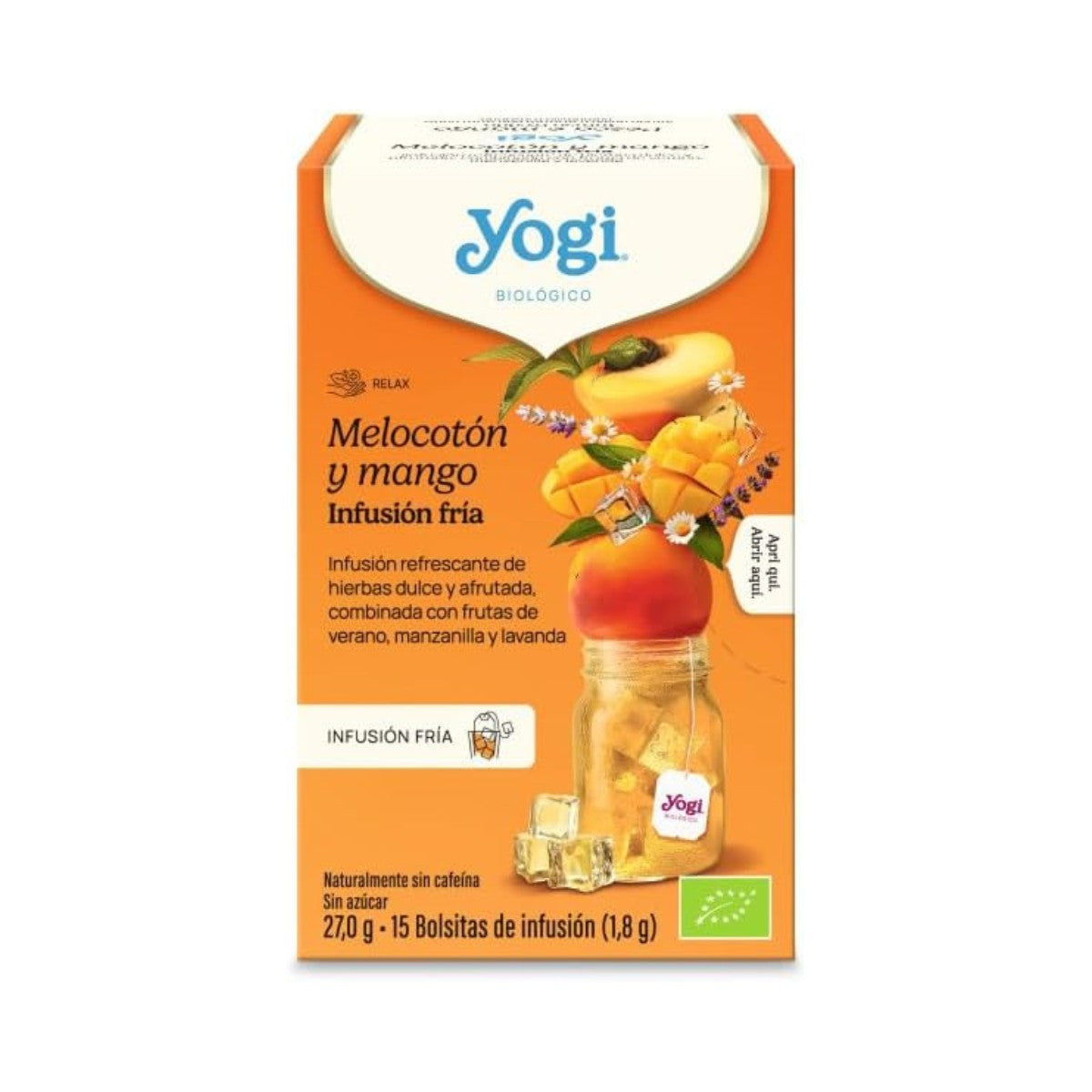 Yogi Tea Frio Melocoton y Mango Bio 15 filtros infusion fria tropical verano — andavida.es