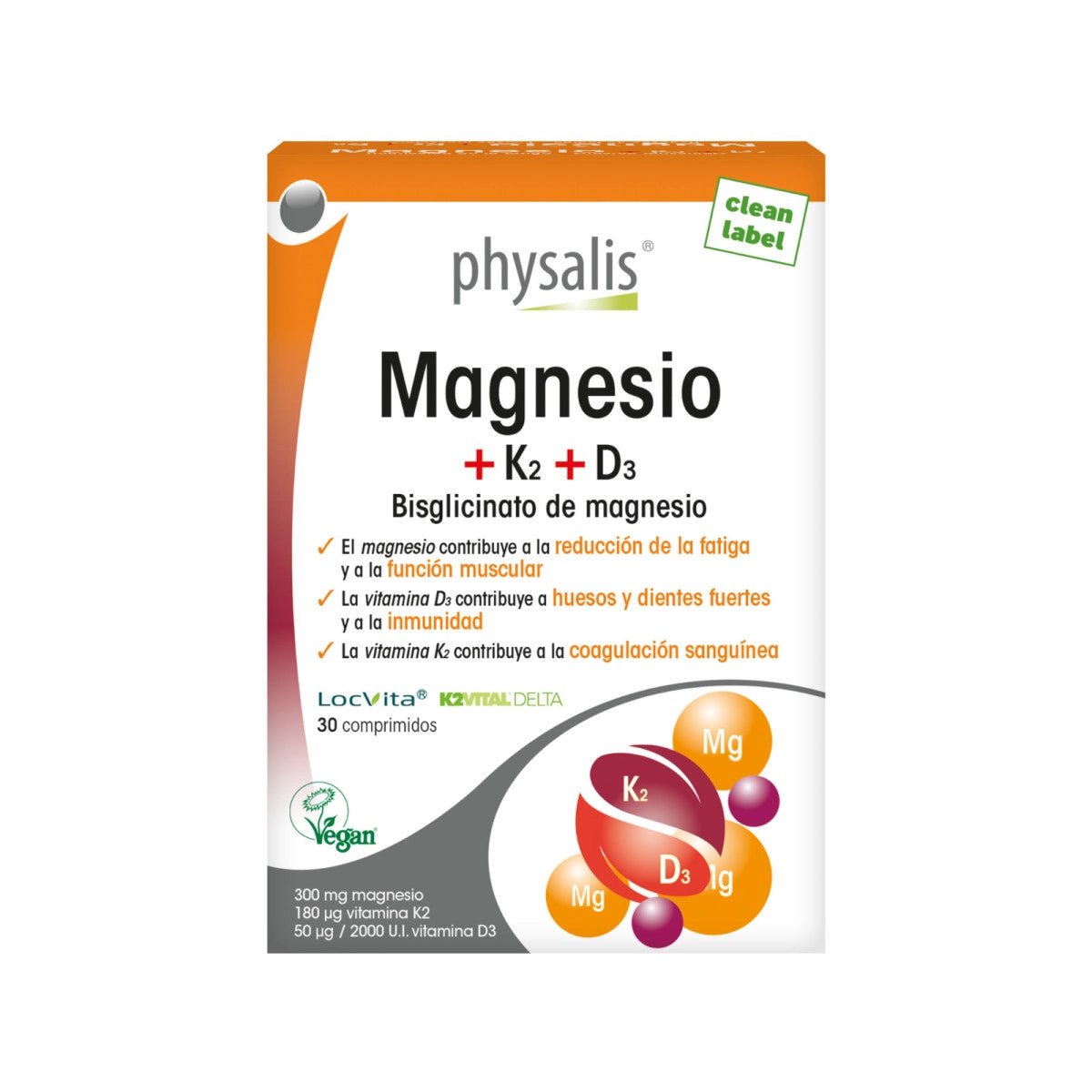 Physalis Magnesio + K2 + D3 Vegan 30 comprimidos