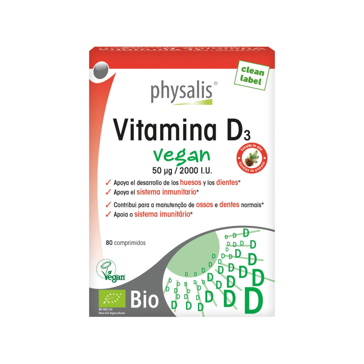 Physalis Vitamina D3 Vegan 80 comprimidos